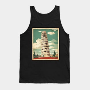 Leaning Tower of Pisa Italy Vintage Tourism Travel Poster Tank Top